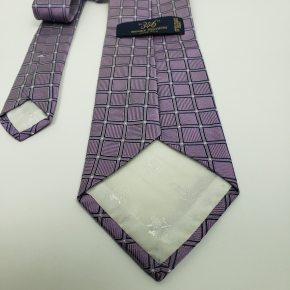 Brooks Brothers Pure Silk Grid Purple Tie - Picture 5 of 6